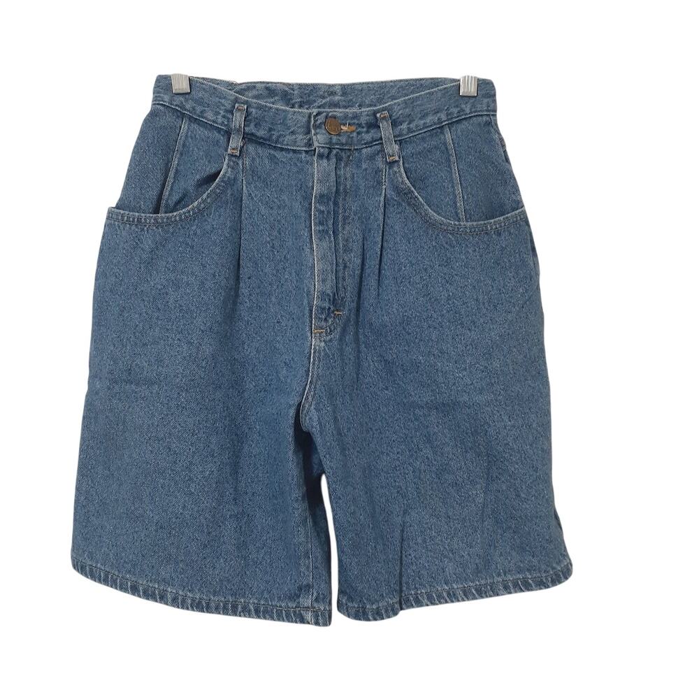 Vintage Lee Women's Denim Shorts Blue 25" High Waist Pleated Pockets